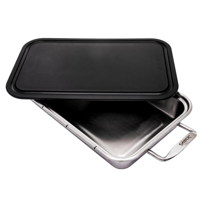 Saber Stainless Steel Roasting Pan w/ Cutting Board - Premier Grilling