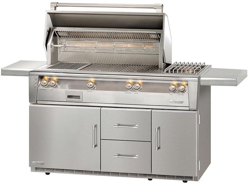 Alfresco 56" Standard Gas Grill on Refrigerated Base w/ Side Burner - Premier Grilling