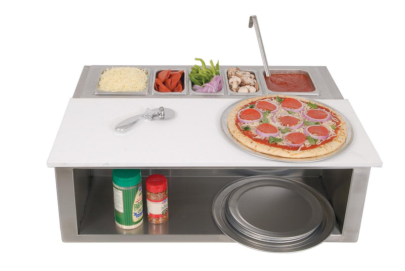 Alfresco 30" Pizza Prep & Garnish Rail w/ Food Pans - Premier Grilling