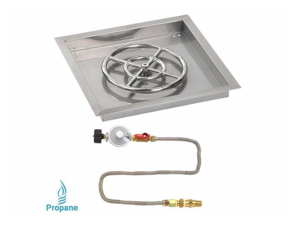HPC 18" Square Drop-In Pan w/ Match Lite Kit (12" Fire Pit Ring) - Premier Grilling