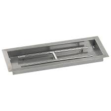 HPC 24" x 8" Stainless Steel Rectangle Drop-In Fire Pit Pan (Burner Included) - Premier Grilling