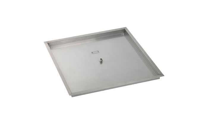 HPC 36" Square Stainless Steel Drop-In Fire Pit Pan (1/2" Nipple) - Premier Grilling