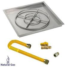 HPC 30" High Capacity Square Drop-In Pan w/ Match Lite Kit (24" Fire Pit Ring), Natural Gas - Premier Grilling