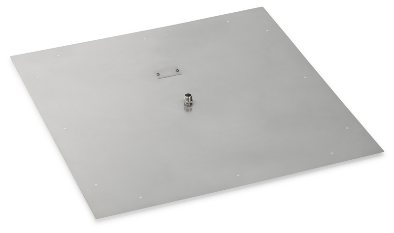 HPC 18" Square Stainless Steel Drop-In Fire Pit Pan (1/2" Nipple) - Premier Grilling