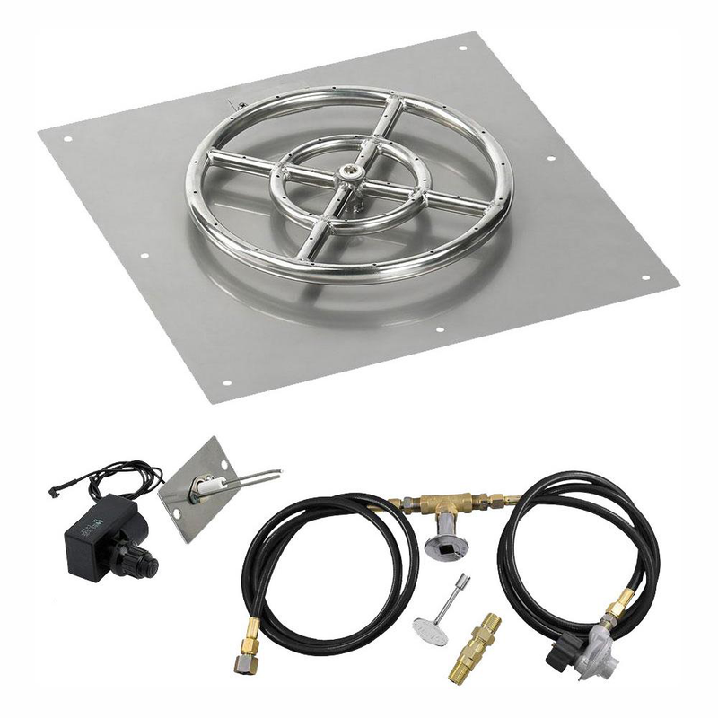 HPC 12" Sqaure Flat Pan w/ Spark Ignition Kit (6" Ring) - Premier Grilling